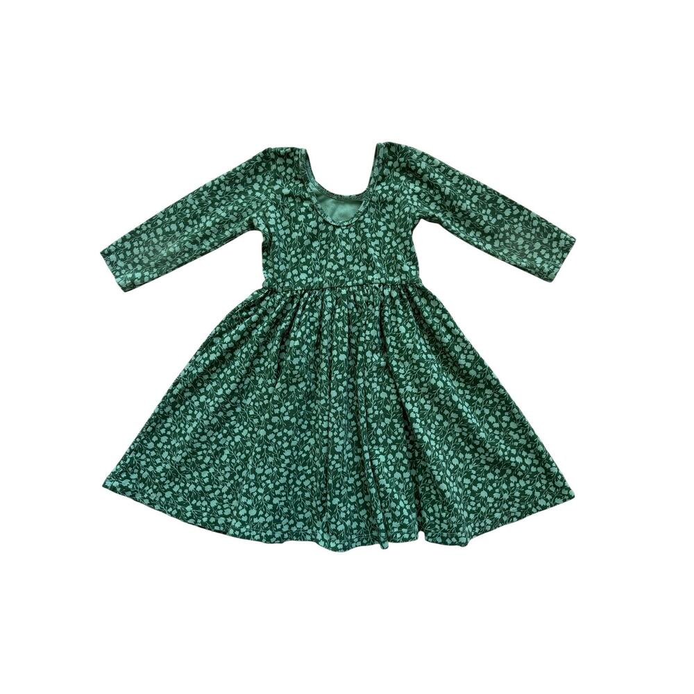 Alice + Ames Green Pia Floral Long Sleeve Ballet Dress Size 5 - Picture 3 of 5